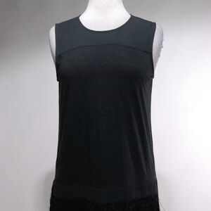 J.CREW Black Modal Fringe Scpnk Sleeveless Top Shirt Size S